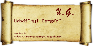 Urbányi Gergő névjegykártya